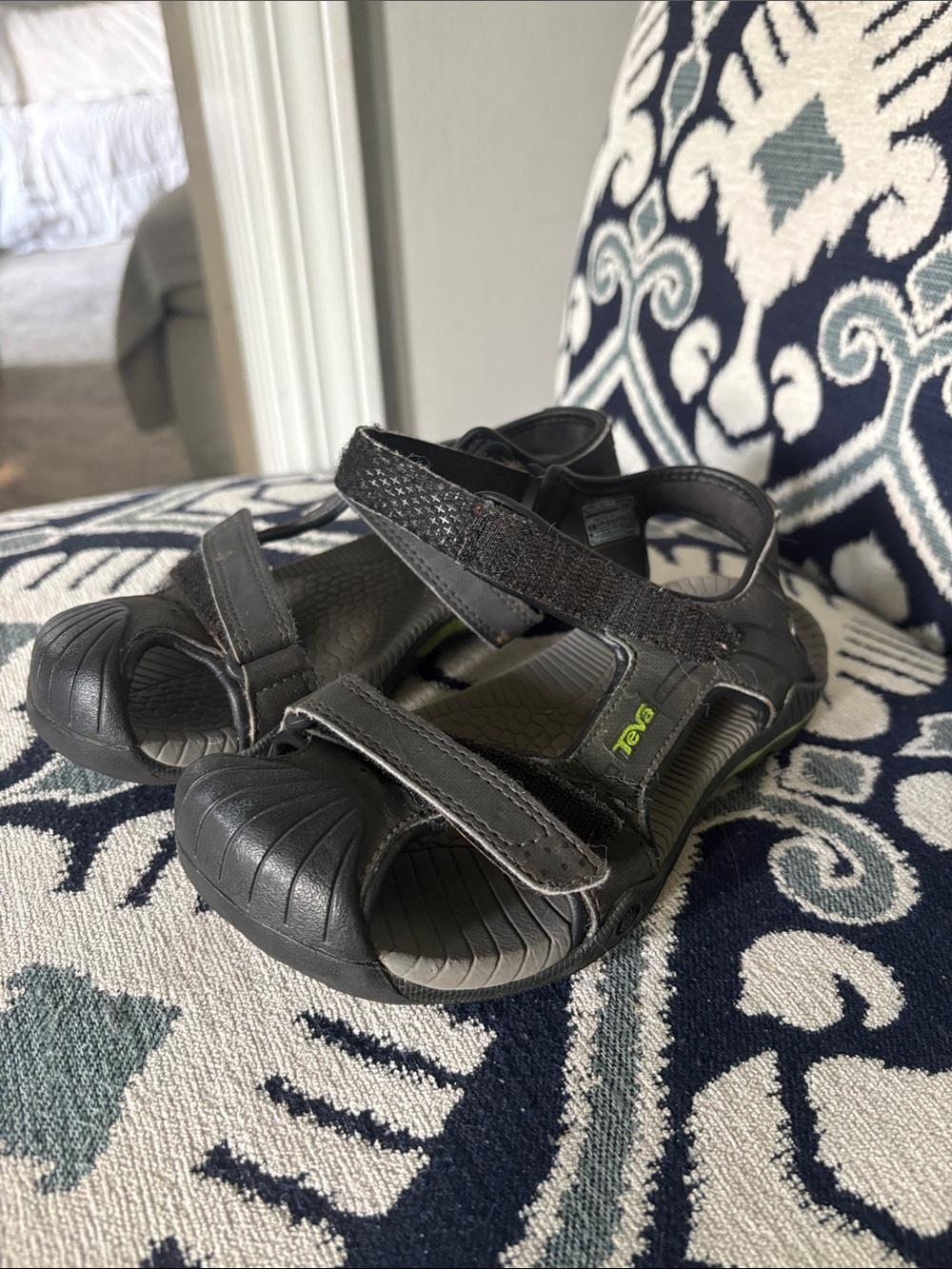 Teva Black Kids' Open-Toe Sport Sandals with Lime Logo